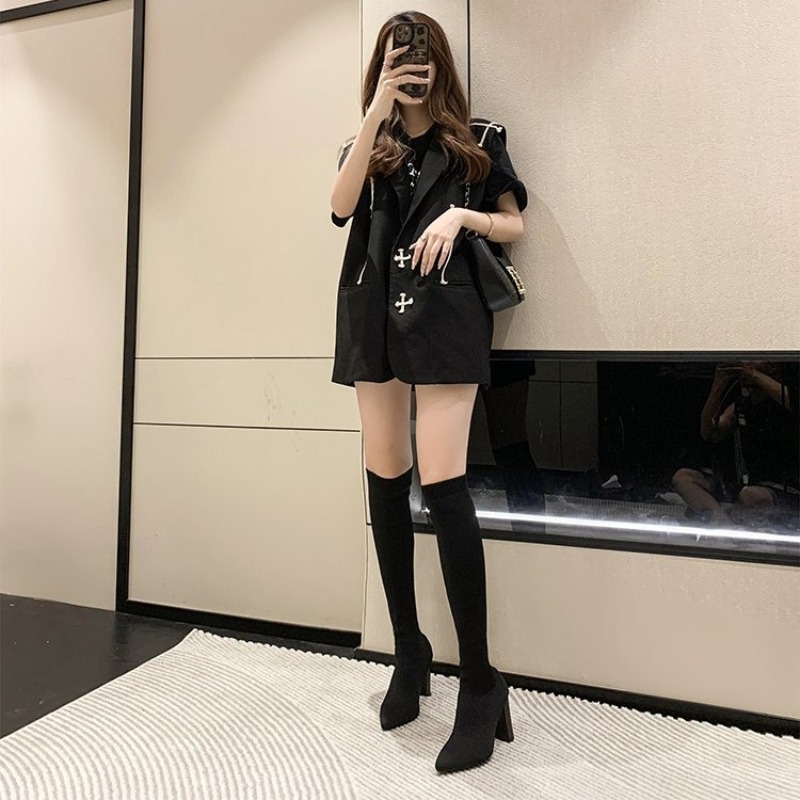 여성용 오버니 부츠 포인티드 토 스트레치 삭스 디자인  - Knee High Sock Women 리뷰 및 가격